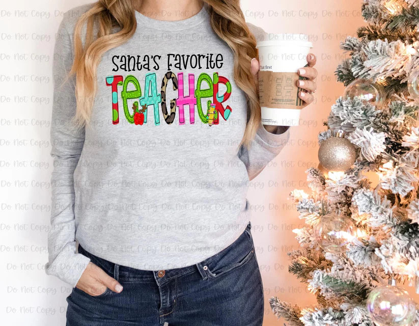 Santa's Favorite Teacher-Long Sleeve