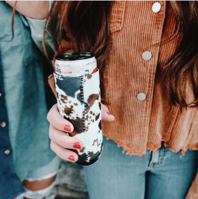 Mooving On Brown Cowhide Print Tall Coozie 2-Pack