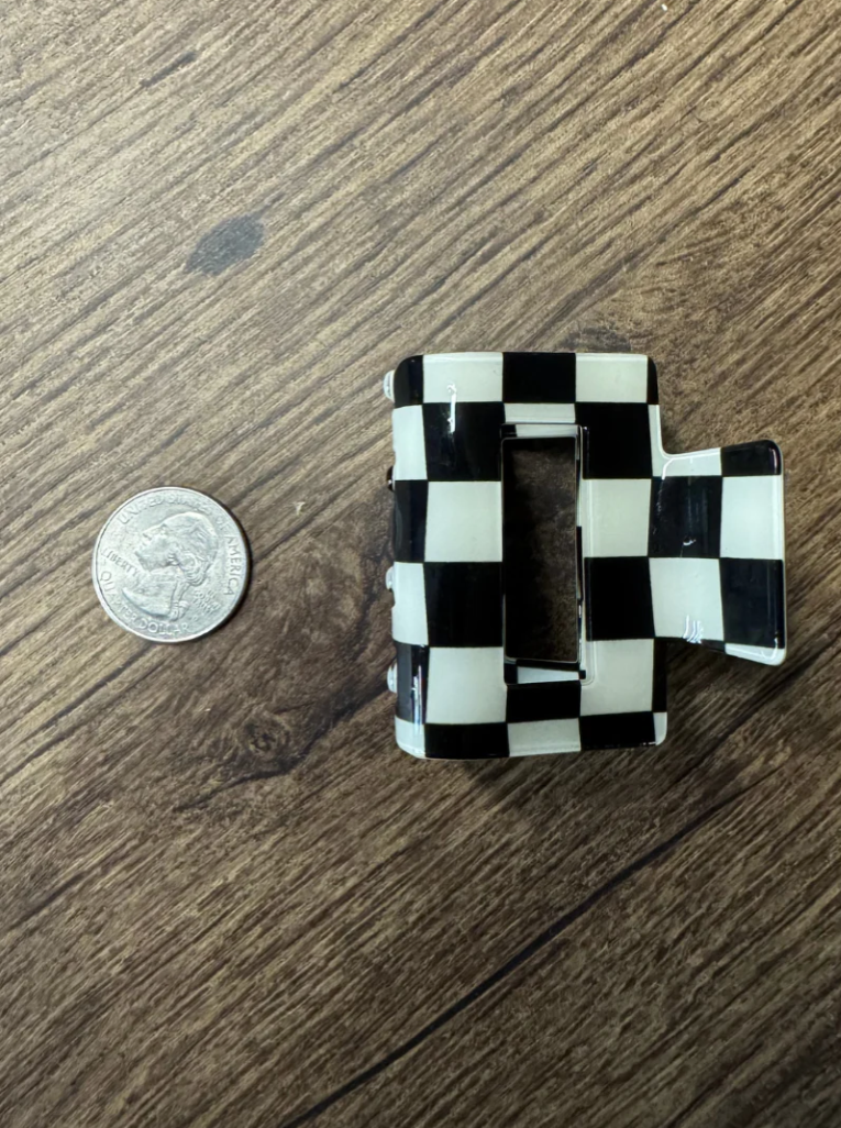 Mini Checked Funky Black Clip