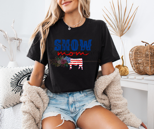 Show Mom Cattle American Flag
