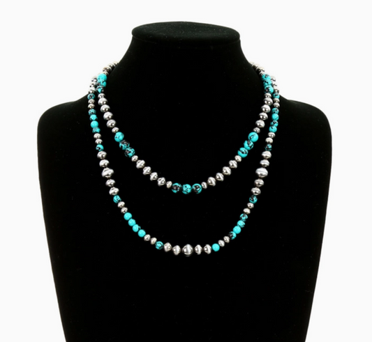 Western 2 Layer Navajo Style Pearl Necklace