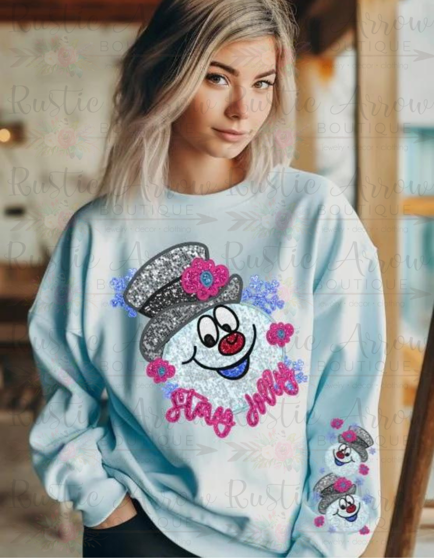 Snowman - Jolly Happy Soul (bling look) Stay Jolly-Sweatshirt