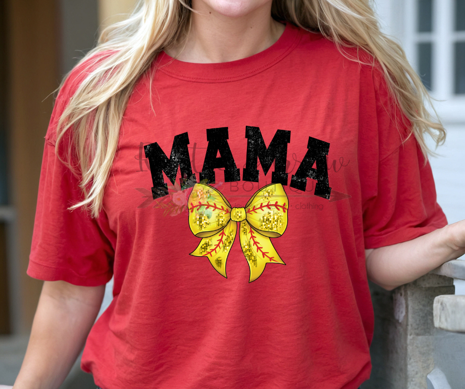 Softball Mama with Bow