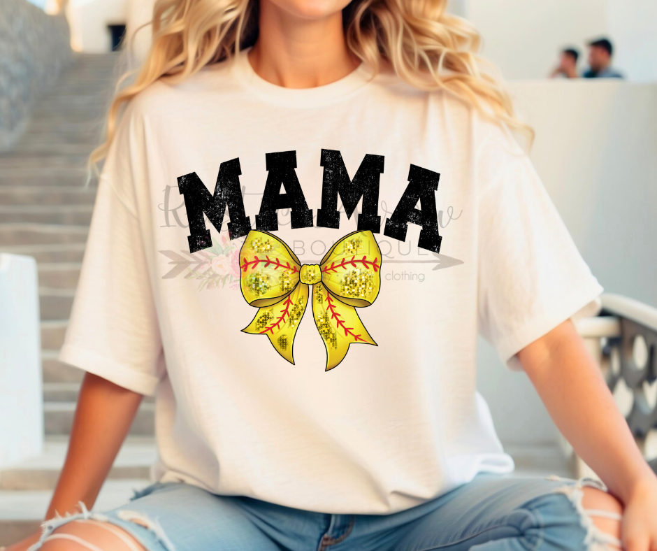Softball Mama with Bow