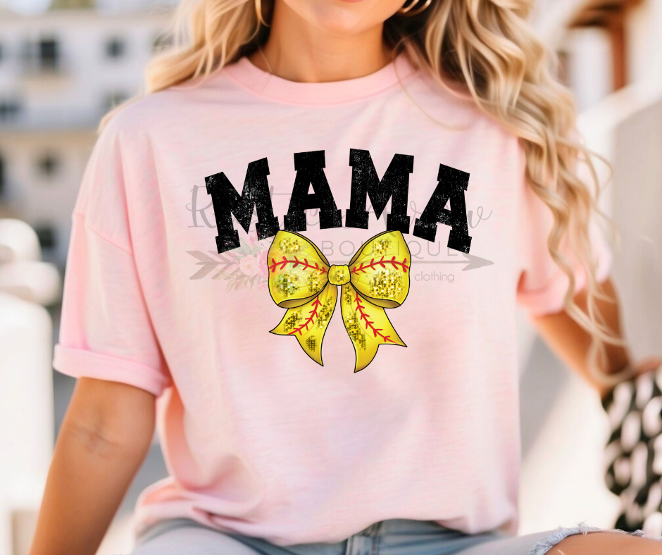 Softball Mama with Bow