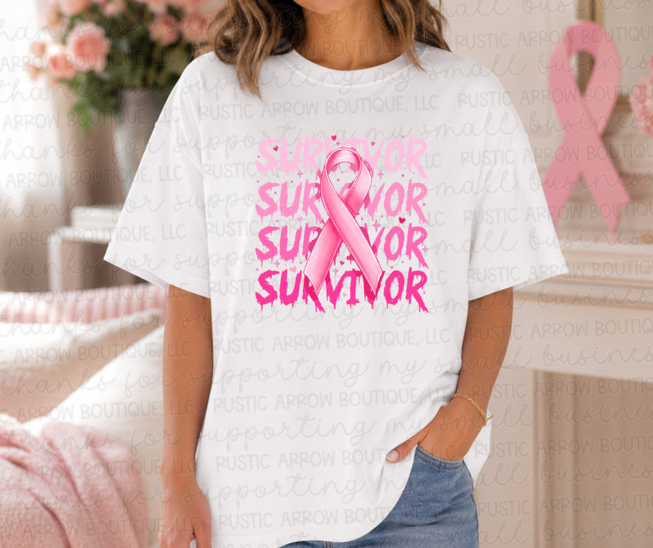 Stacked Pink Ribbon Survivor