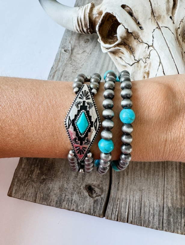 Western Aztec Stone Stretch Bracelets