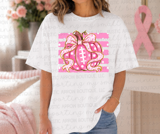 Striped Pink Football Pumpkin