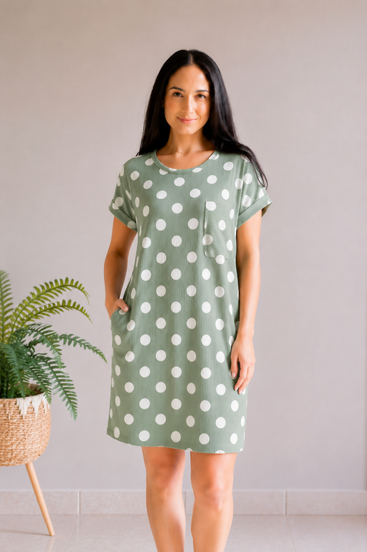 Sweet Sage Polka Dot Dress