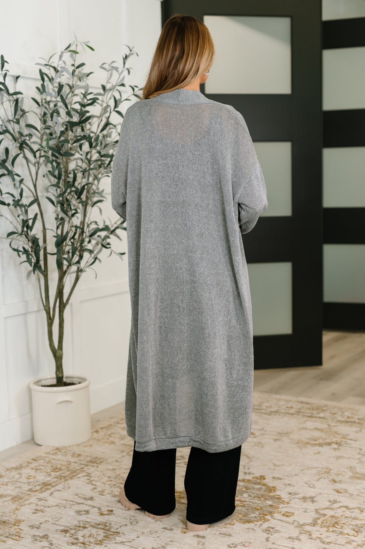 Travel Hideaway Open Front Cardigan in Soft Grey