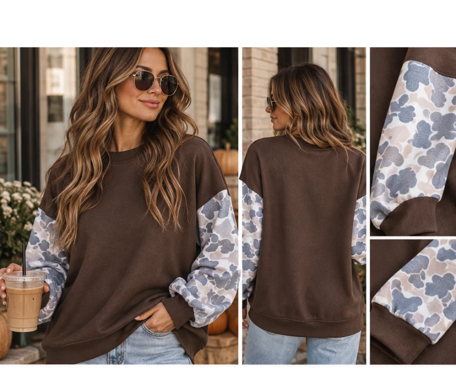 Pre-Order Camo Sleeve Pullover Sweatshirt
