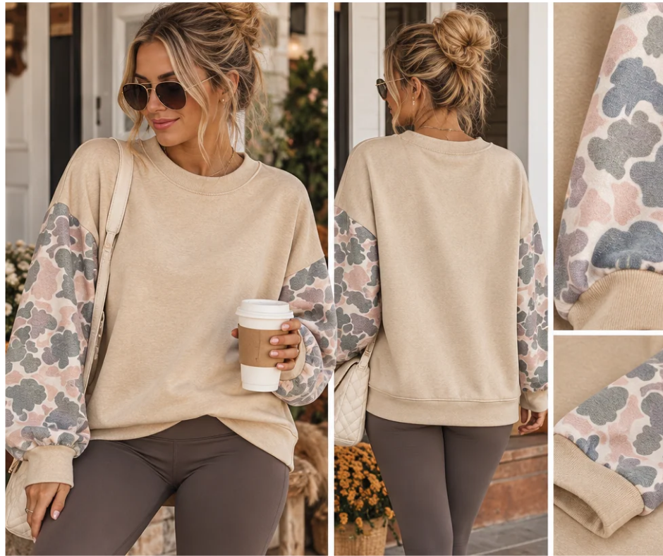 Pre-Order Camo Sleeve Pullover Sweatshirt