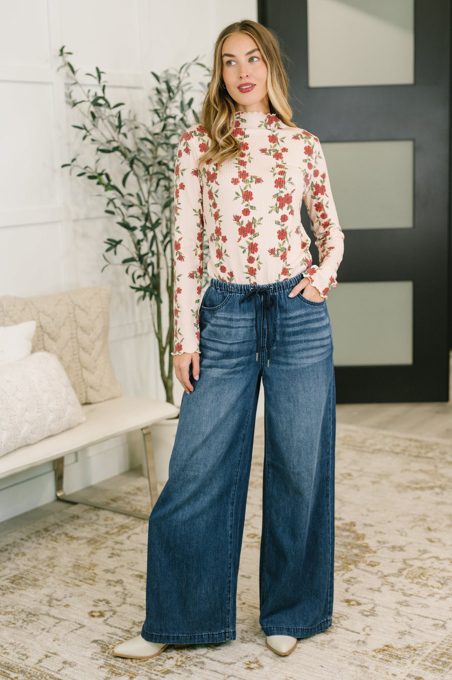 Under My Impression High Neck Floral Top