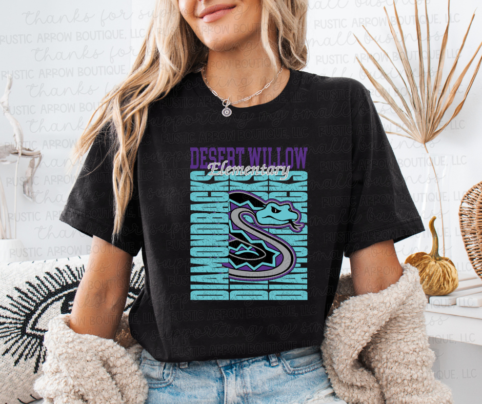 Vintage Grunge Desert Willow Elementary Diamondbacks