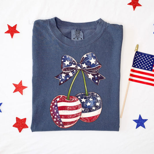Vintage Stars And Stripes Cherries