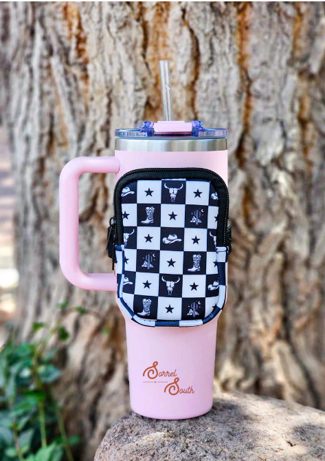 Western Checkered Tumbler Pouch