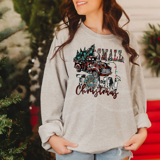 Western Small Town Christmas-Short Sleeve Shirt