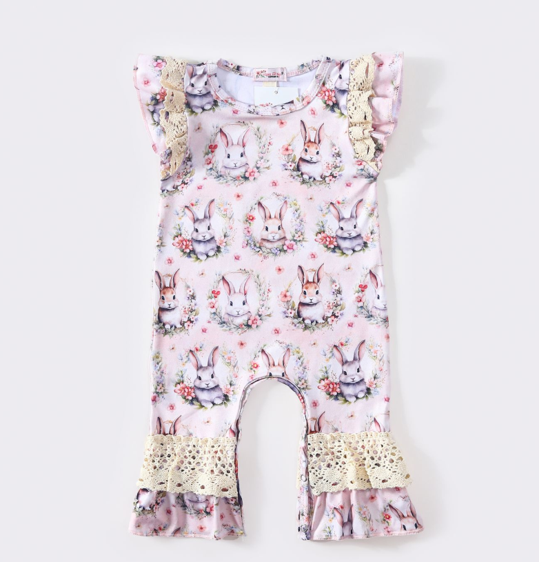 Antique Bunny Baby Romper