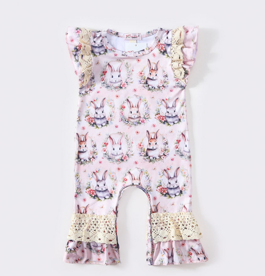 Antique Bunny Baby Romper