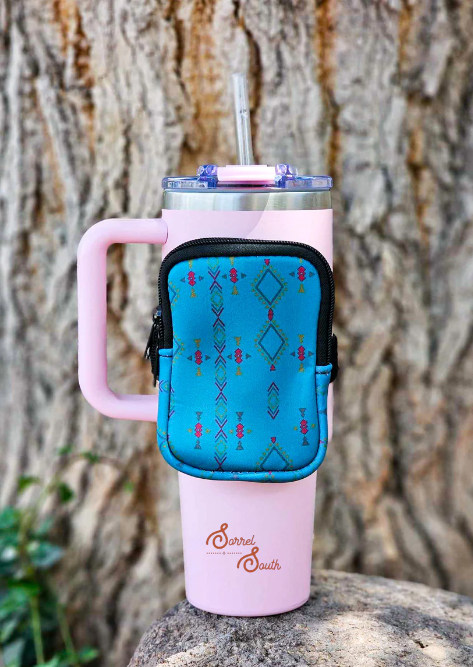Teal Aztec Tumbler Pouch