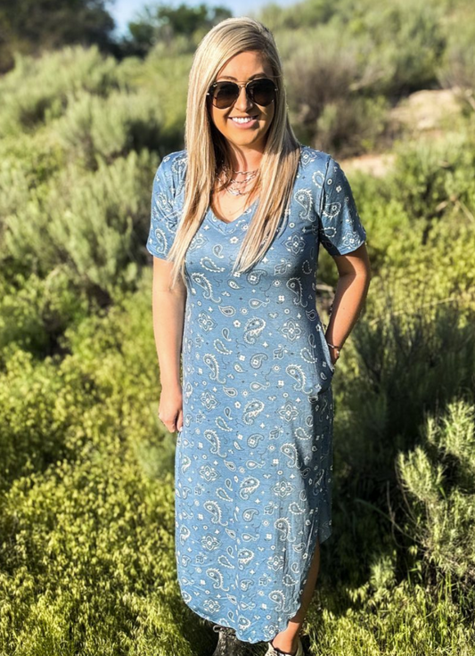 Bandana Babe Blue Maxi Dress