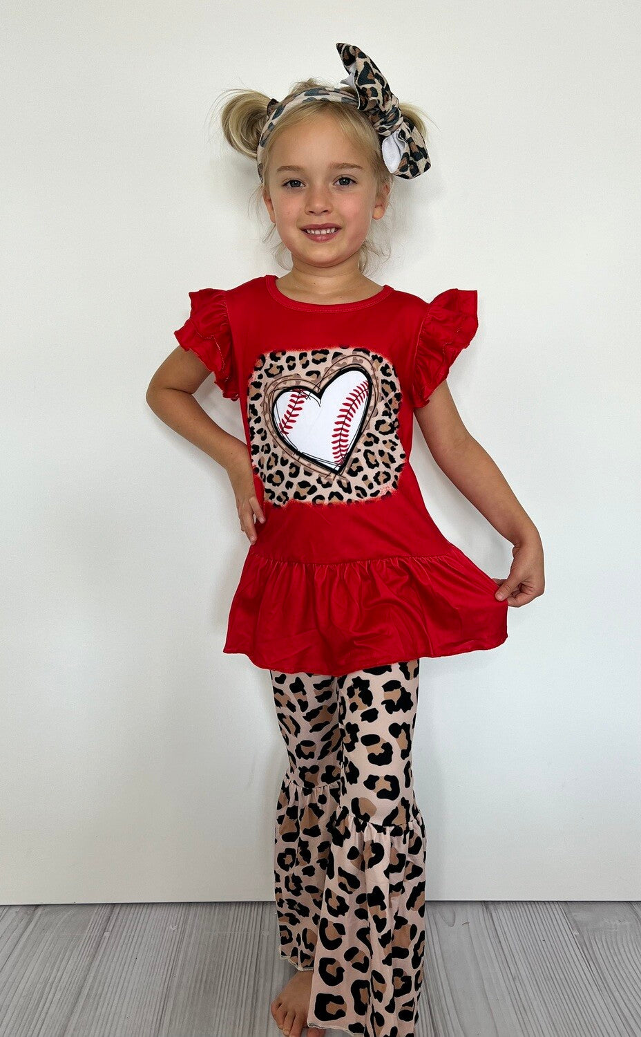 Heart Baseball Leo Girls Set