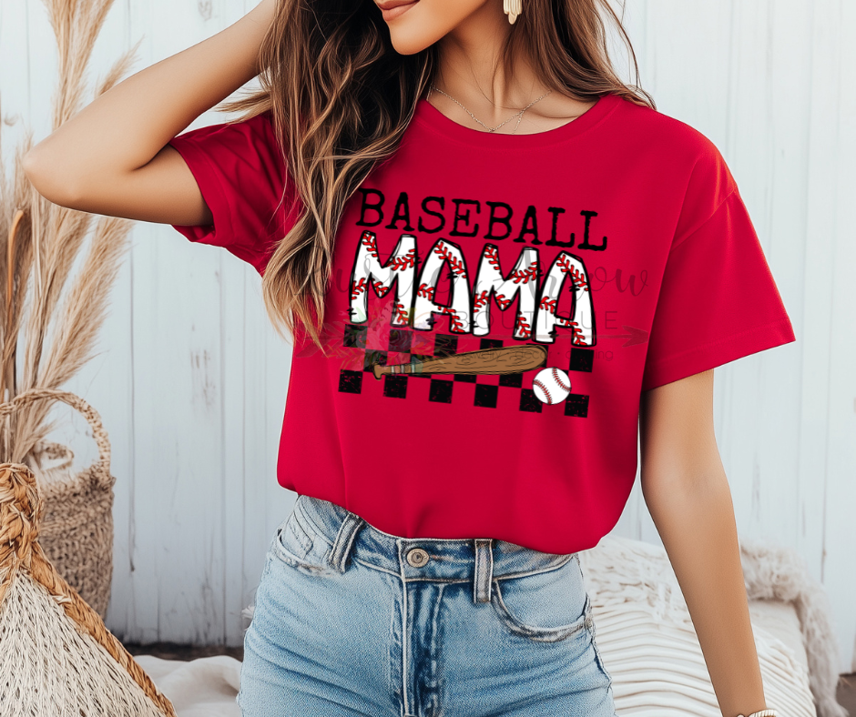 Baseball Mama Checkered