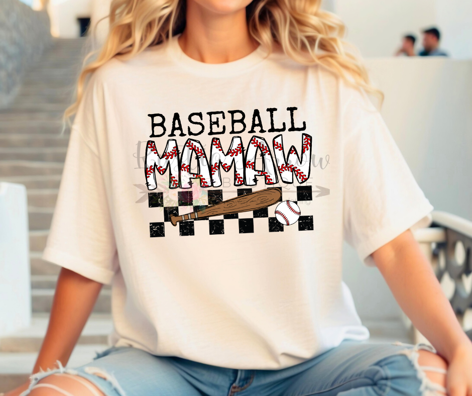 Baseball Mamaw Checkered