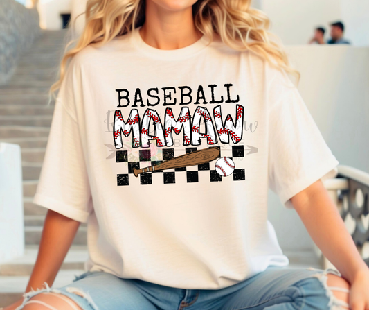 Baseball Mamaw Checkered