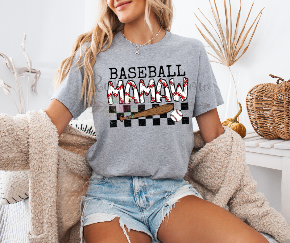 Baseball Mamaw Checkered