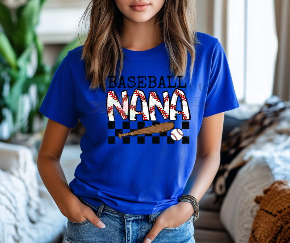Baseball Nana Checkered