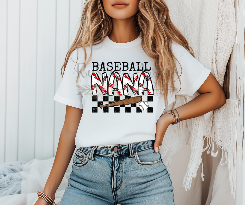 Baseball Nana Checkered