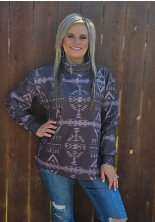 Berlin Aztec mock neck