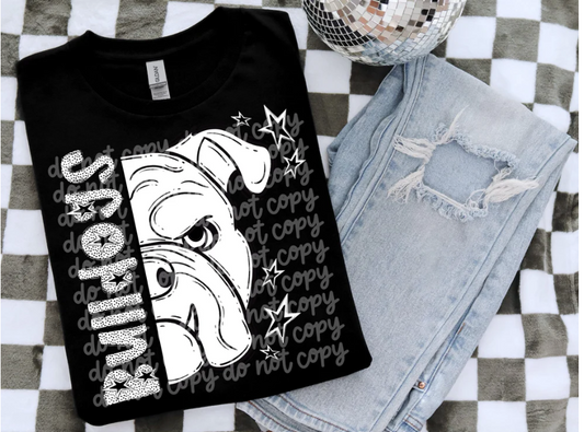 Black White Dottie Mascot-Bulldogs
