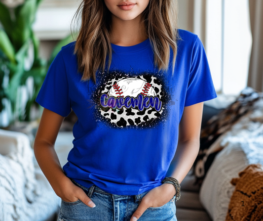 Cavemen Cowprint with Baseball