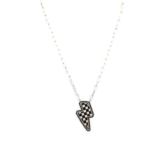 Checkered Lightening Bolt Necklace