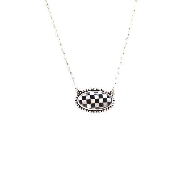 Checkered Oval Necklace
