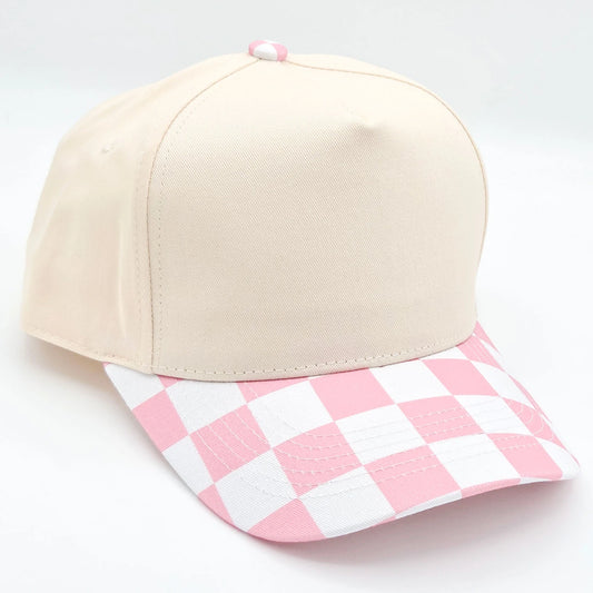 Cotton Pink Checkered Hats