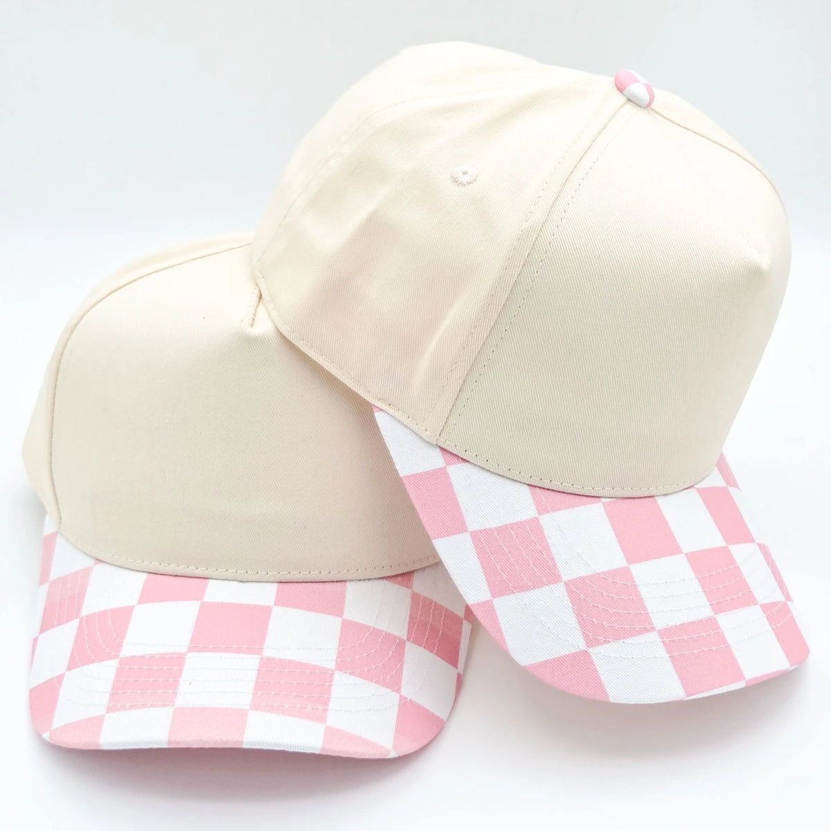 Cotton Pink Checkered Hats