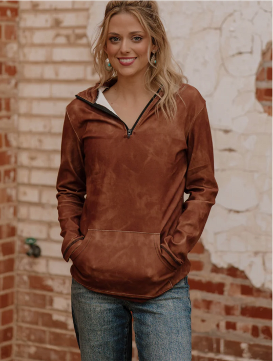 Cowgirl Fade Pullover- Saddle