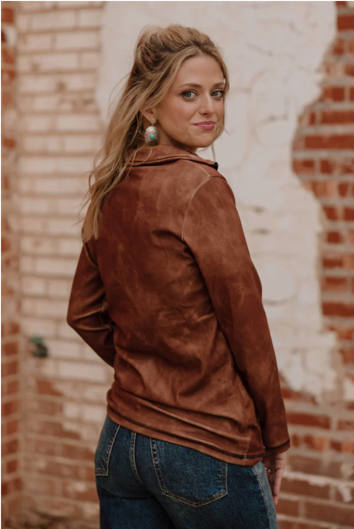Cowgirl Fade Pullover- Saddle