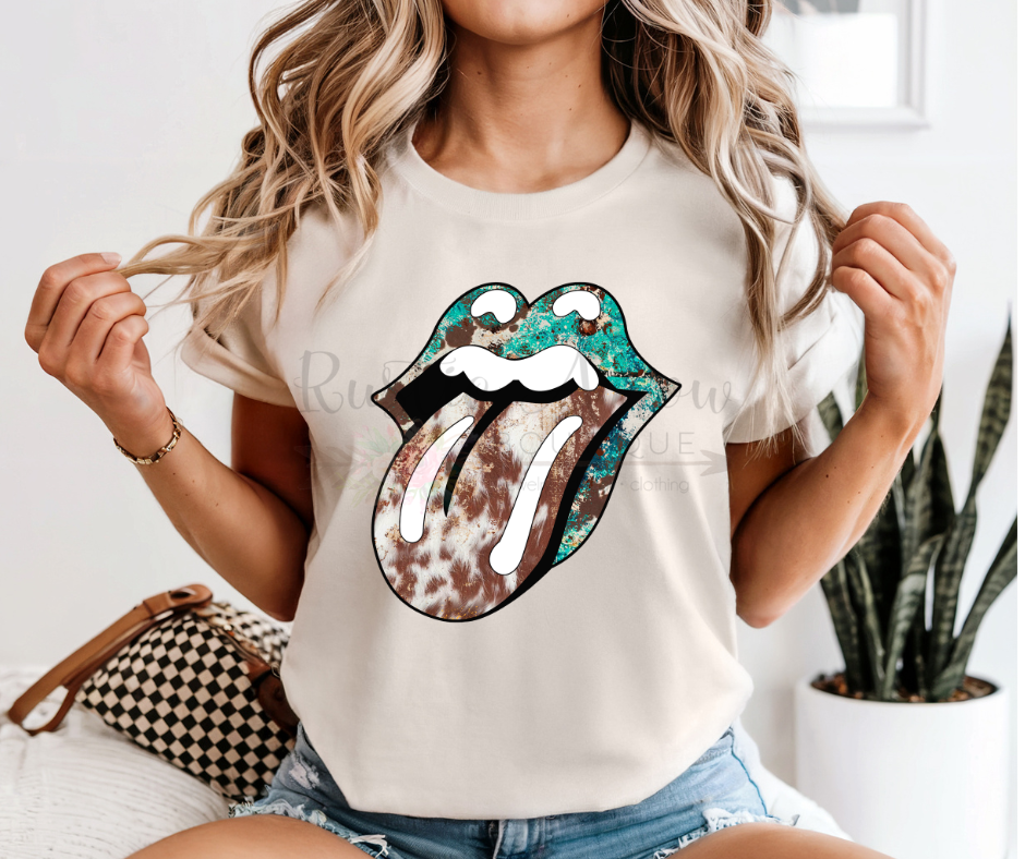 Cowprint and Turquoise Lips