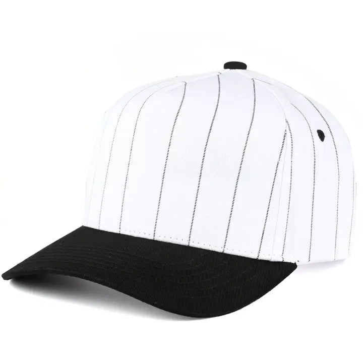 Two Tone Vintage Snapback Hat - Pinstripe - Black/White