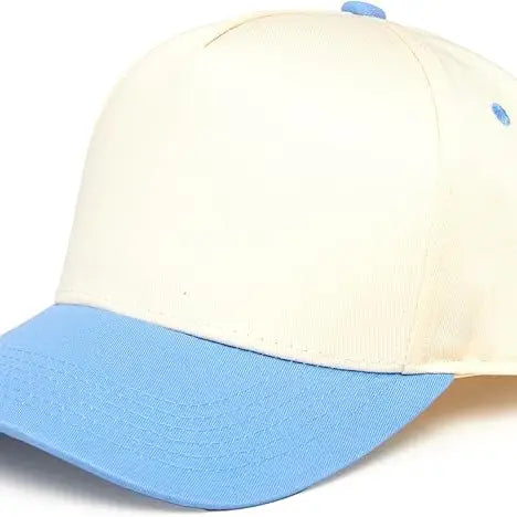Two Tone Vintage Snapback Hat - Light Blue/Beige