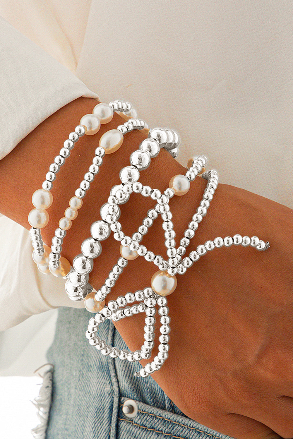 Pearl Bow Bracelet Set