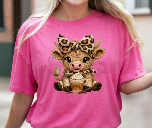 Faux Yarn Coffee Addict Highland Cow