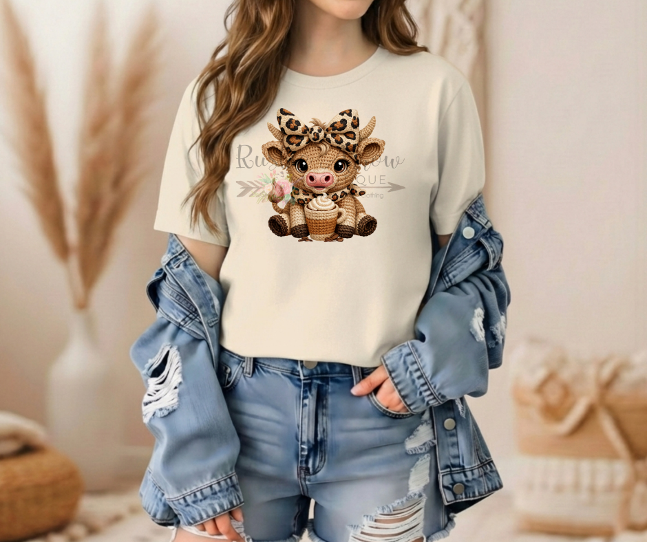 Faux Yarn Coffee Addict Highland Cow