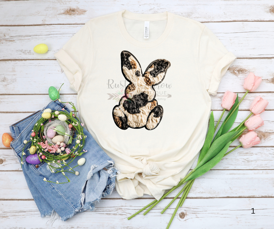 Faux Yarn Cowprint Bunny
