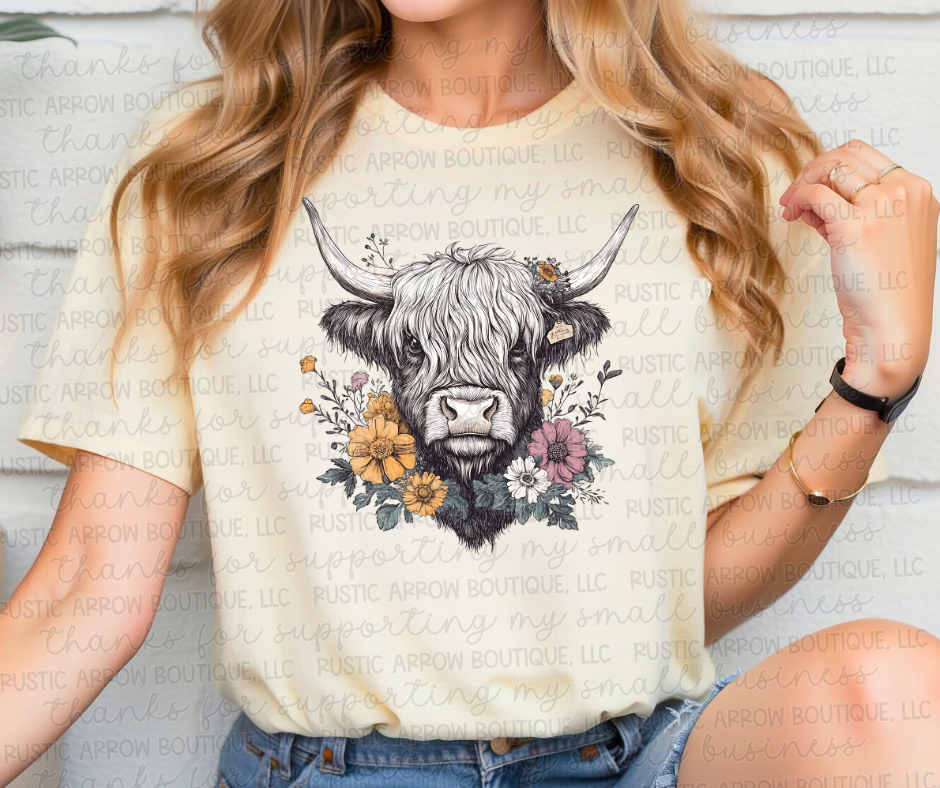 Floral Highland Cow