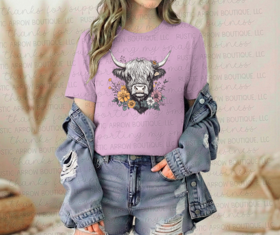 Floral Highland Cow